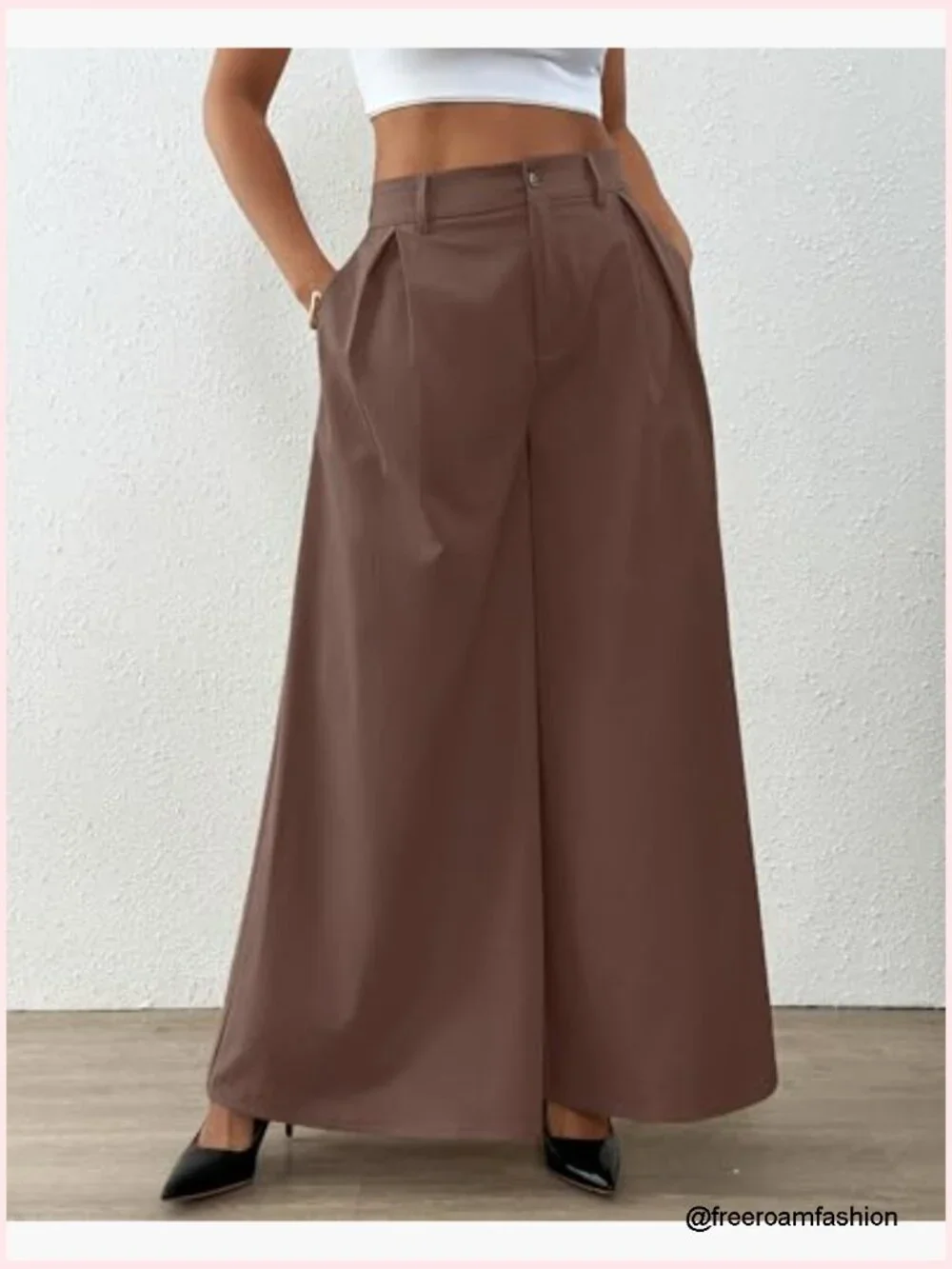 Wide Leg High Waisted Work Palazzo Pants with Pockets